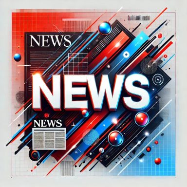 Bunte Grafik mit dem Wort "NEWS" in leuchtenden Buchstaben und geometrischen Formen.